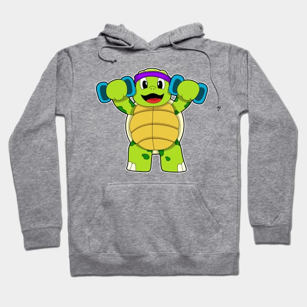 Turtle at Strength training with Dumbbells Hoodie by Markus Schnabel